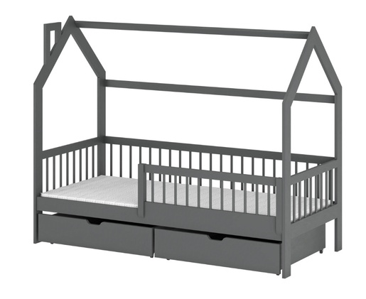 Drveni dječji krevet Oskar s ladicom - grafit - 200x90 cm