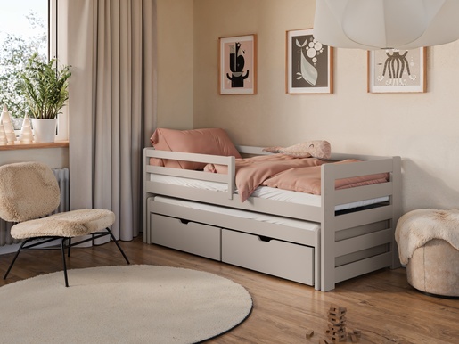 Drveni dječji krevet Senso s dodatnim krevetom i ladicom - kašmir - 200x90