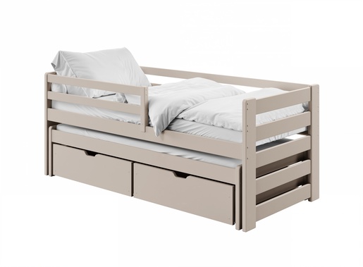 Drveni dječji krevet Senso s dodatnim krevetom i ladicom - kašmir - 200x90