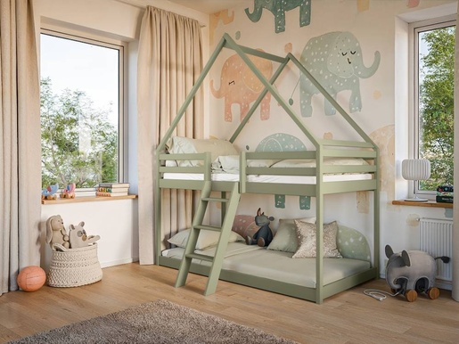 Drveni dječji krevet na kat Sweet - olive - 200x90