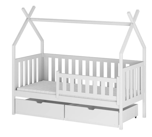 Drveni dječji krevet Simba s ladicom - bijeli - 180x80 cm