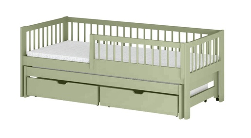 Drveni dječji krevet Softi s dodatnim krevetom i ladicom - olive - 160x80