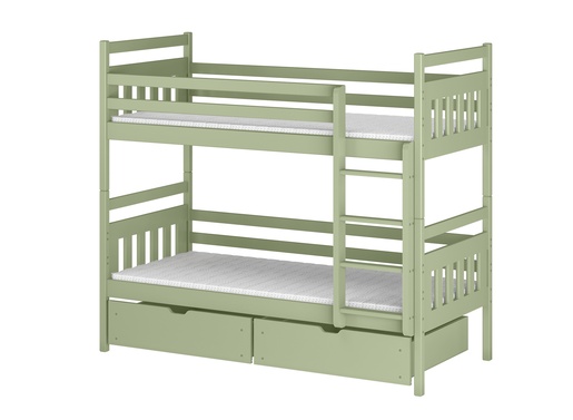 Drveni dječji krevet na kat Adas s ladicom - olive - 200x90 cm