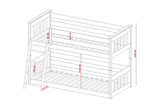 Drveni dječji krevet na kat Kevin - olive - 160x80 cm