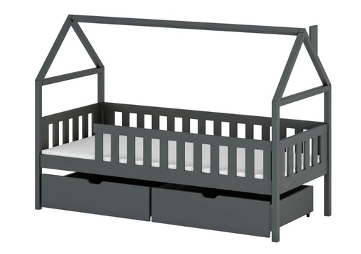 Drveni dječji krevet Domi s ladicom - grafit - 190x90 cm