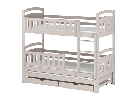 Drveni dječji krevet na kat Blanka s tri kreveta i ladicom - kašmir - 160x80 cm