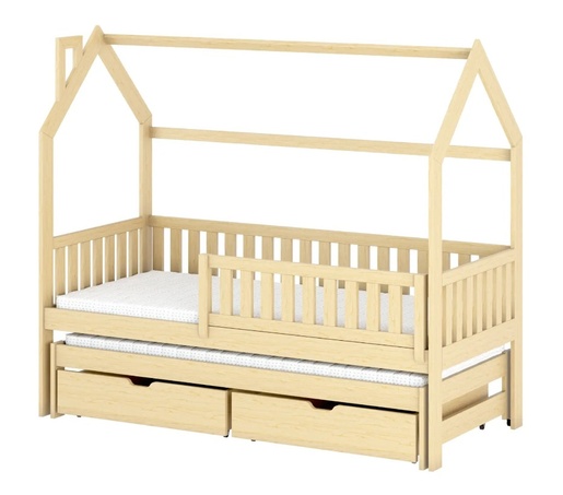 Drveni dječji krevet Monkey s dodatnim krevetom i ladicom - svijetlo drvo - 200x90 cm