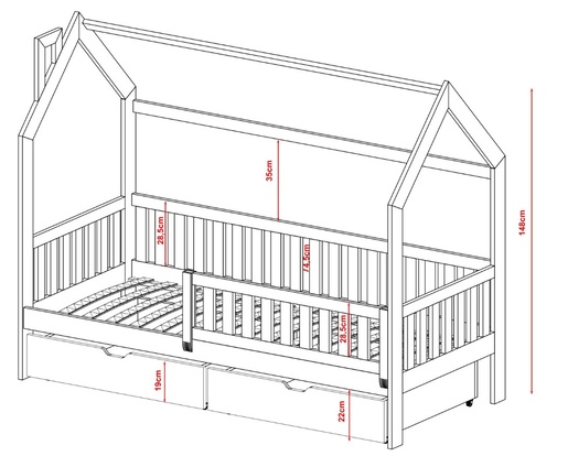 Drveni dječji krevet Natan s ladicom - olive - 190x90 cm