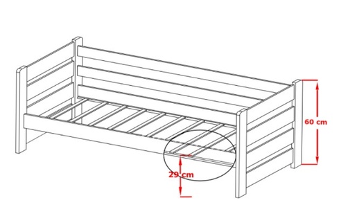 Drveni dječji krevet Ergo s ladicom - svijetlo drvo - 180x80 cm