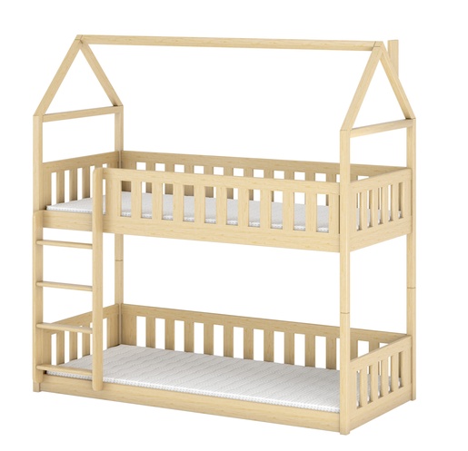 Drveni dječji krevet na kat Pola - svijetlo drvo - 160x80 cm