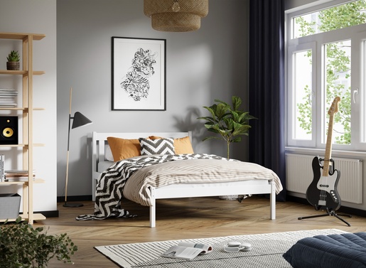 Drveni dječji krevet King - 200x140 cm - bijeli