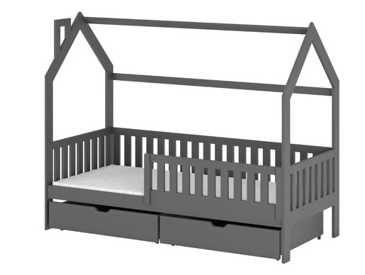 Drveni dječji krevet Natan s ladicom - grafit - 160x80 cm