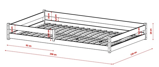 Drveni dječji krevet Zofia - 200x120 cm - svijetlo drvo