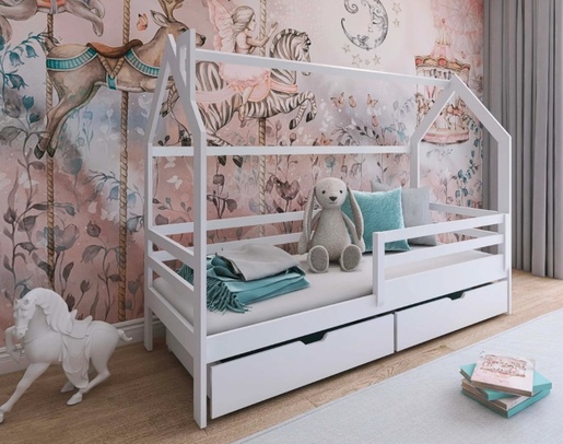 Drveni dječji krevet Lila s ladicom - bijeli - 180x80 cm