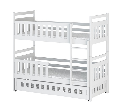 Drveni dječji krevet na kat Oliwia s tri kreveta  - bijeli - 180x80 cm