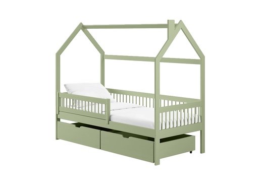 Drveni dječji krevet Oskar s ladicom - olive - 160x80 cm