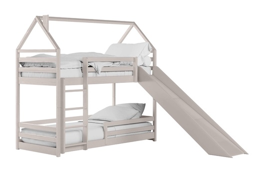 Drveni dječji krevet na kat Play s toboganom - kašmir - 200x90