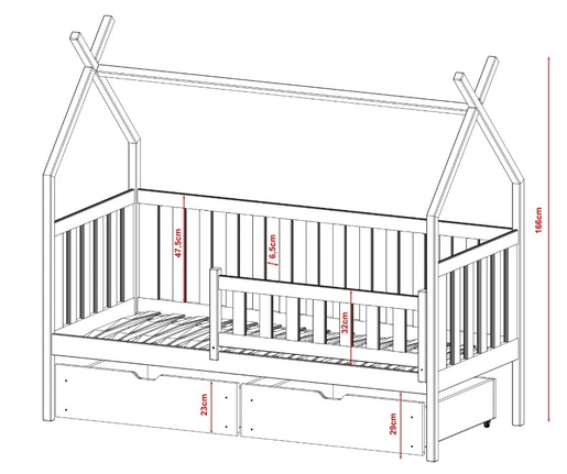 Drveni dječji krevet Simba s ladicom - bijeli - 190x90 cm