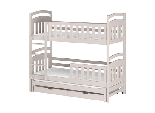 Drveni dječji krevet na kat Viki s tri kreveta i ladicom  - kašmir - 180x80 cm