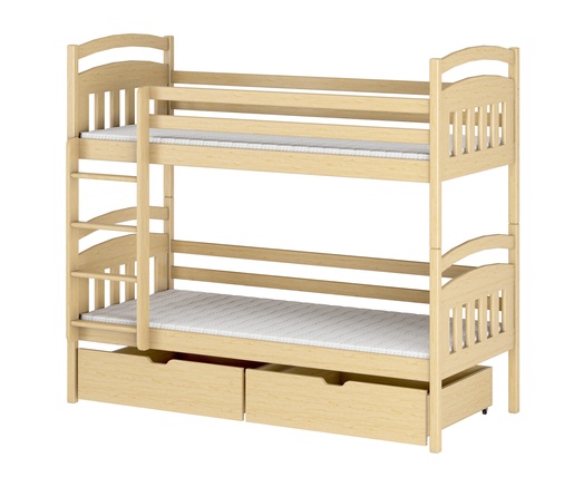 Drveni dječji krevet na kat Gabi s ladicom - svijetlo drvo - 200x90 cm