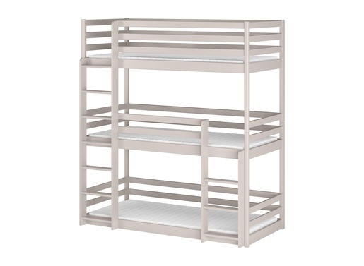 Drveni dječji krevet na kat Ted s tri kreveta  - kašmir - 180x80 cm