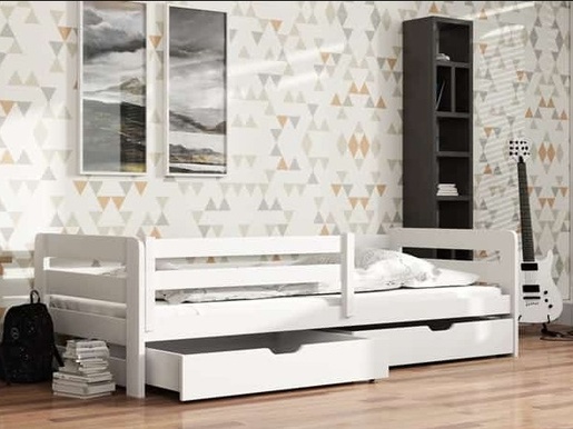 Drveni dječji krevet Ergo s ladicom - bijeli - 190x90 cm