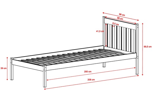 Drveni dječji krevet Martin - kašmir - 200x90 cm - Bez madraca