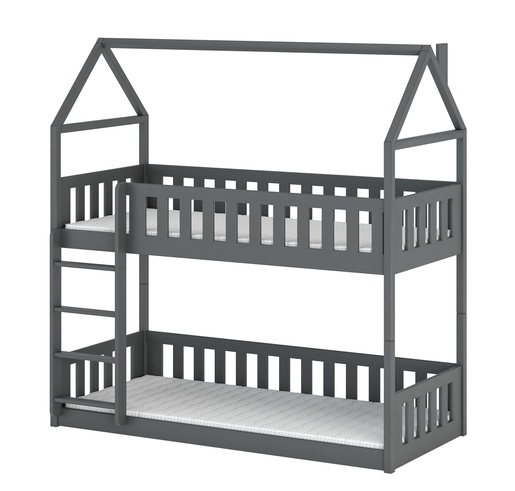 Drveni dječji krevet na kat Pola - grafit - 200x90 cm