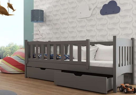 Drveni dječji krevet Gucio s ladicom - grafit - 200x90 cm