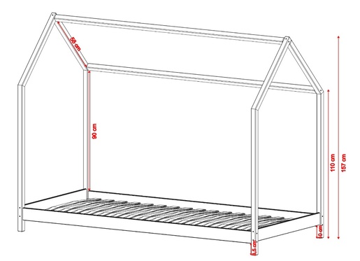 Drveni dječji krevet Lucky - kašmir - 180x80 cm