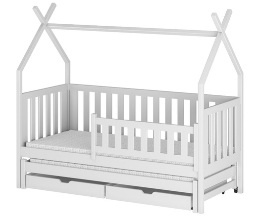 Drveni dječji krevet Tytus s dodatnim krevetom i ladicom - bijeli - 200x90 cm