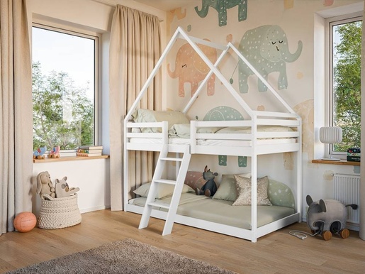 Drveni dječji krevet na kat Sweet - bijeli - 200x90