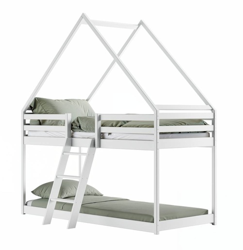 Drveni dječji krevet na kat Sweet - bijeli - 200x90