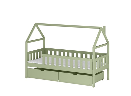 Drveni dječji krevet Domi  s ladicom - olive - 160x80 cm