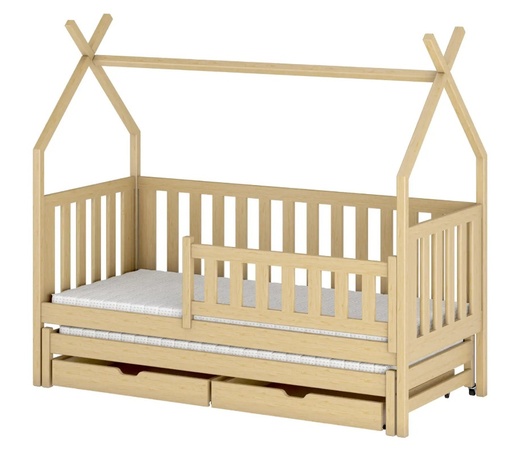 Drveni dječji krevet Tytus s dodatnim krevetom i ladicom - svijetlo drvo - 190x90 cm
