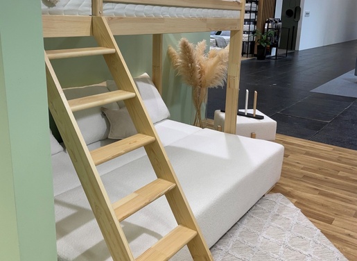 Drveni dječji krevet na kat Sofino na razvlačenje - svijetlo drvo - 90x200/140x200 cm