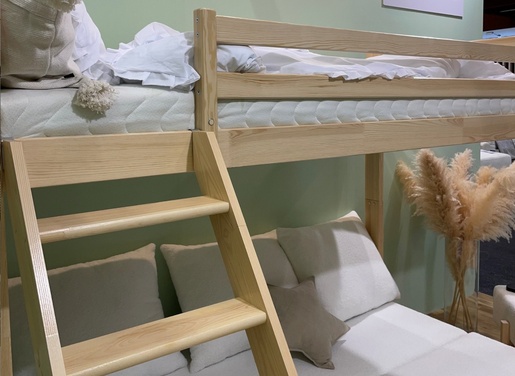 Drveni dječji krevet na kat Sofino na razvlačenje - svijetlo drvo - 90x200/140x200 cm