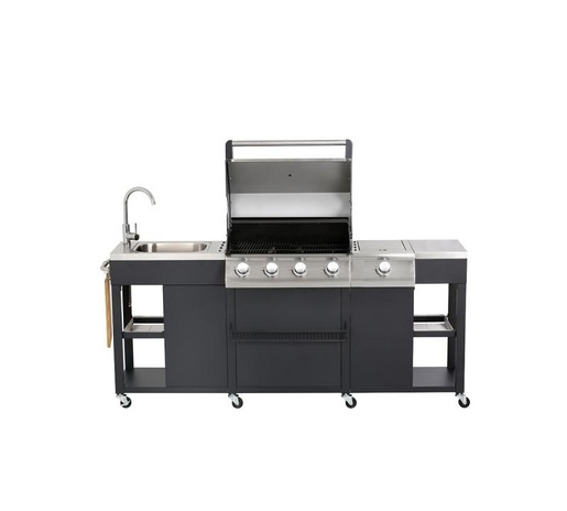 Green Bay pokretni kuhinjski otok s roštiljem i sudoperom, 143 x 59 x 113 cm