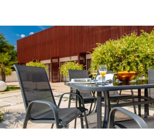 Green Bay vrtna stolica Como, čelik i tekstilen, crna