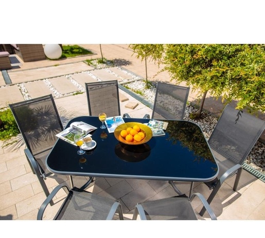 Green Bay vrtna stolica Como, čelik i tekstilen, crna