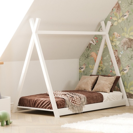 Drveni dječji krevet Tipi - bijeli - 160x80 cm