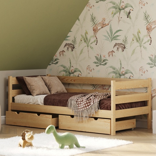 Drveni dječji krevet Karo Z - svijetlo drvo - 200x90 cm - Bez ladice