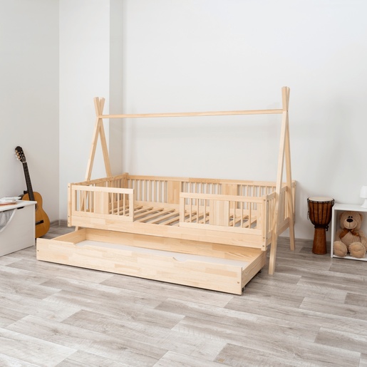 Drveni dječji krevet Luna Tipi - svijetlo drvo - 180x90 cm - S ladicom