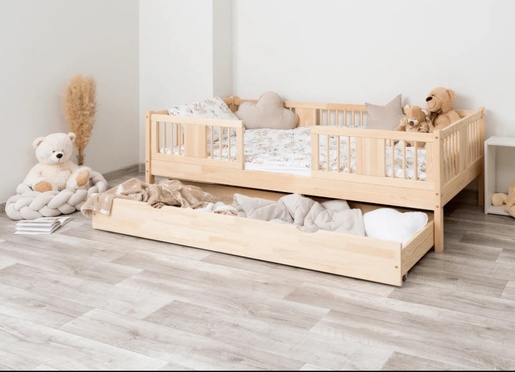 Drveni dječji krevet Luna 20 - svijetlo drvo - 200x90 cm - S ladicom