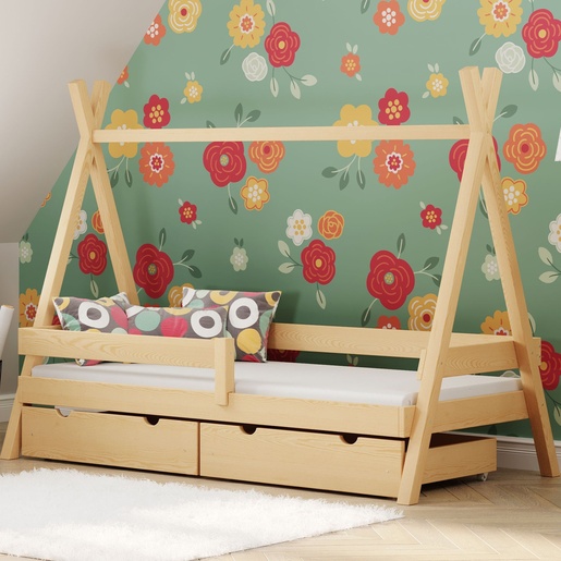 Drveni dječji krevet Tipi Plus - svijetlo drvo - 190x90 cm
