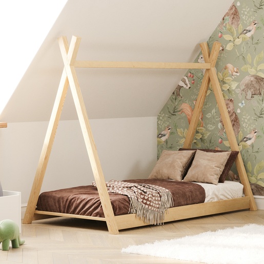 Drveni dječji krevet Tipi - svijetlo drvo - 190x90 cm
