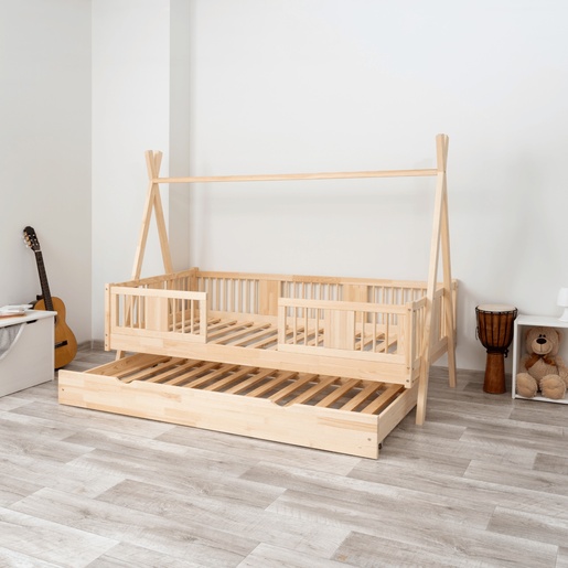 Drveni dječji krevet Luna Tipi - svijetlo drvo - 200x90 cm - Dodatni krevet