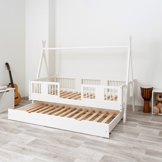 Drveni dječji krevet Luna Tipi - bijeli - 190x90 cm - Dodatni krevet