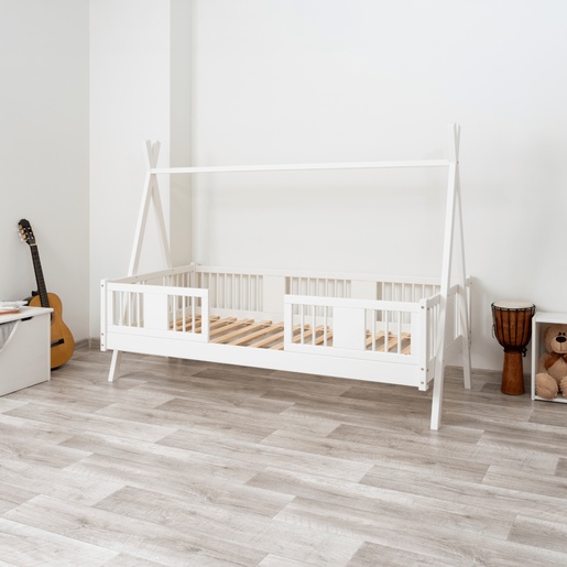 Drveni dječji krevet Luna Tipi - bijeli - 200x90 cm - Bez ladice