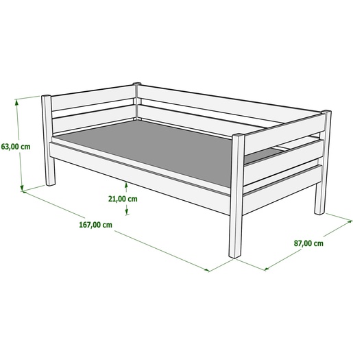 Drveni dječji krevet Karo Z - sivi - 160x80 cm - S ladicom